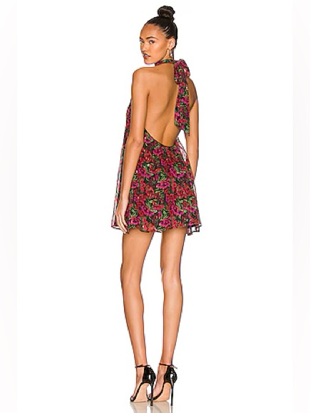 Majorelle Lallina Halter Mini Dress Floral Open Back Xxs Party Dress